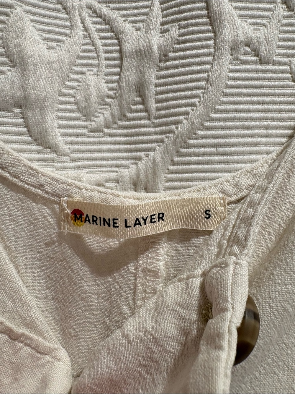 Marine Layer Cream Button-Front Cotton Jumpsuit - Picture 3 of 3